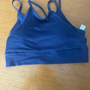 Nike Women's Navy Blue Ribbed Bralette